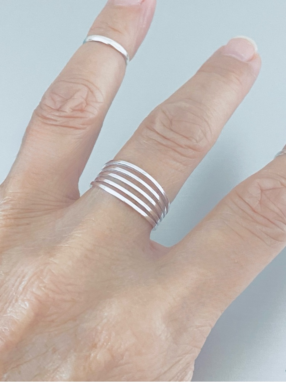 🎉TOP SELLER 🎉Sterling Silver Multiple Thin Bands Ring, Delicate Rings, Line Band